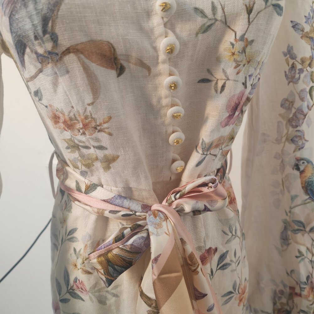 Zimmermann Rebellious style white floral long-sleeved midi dress - Picture 8 of 11